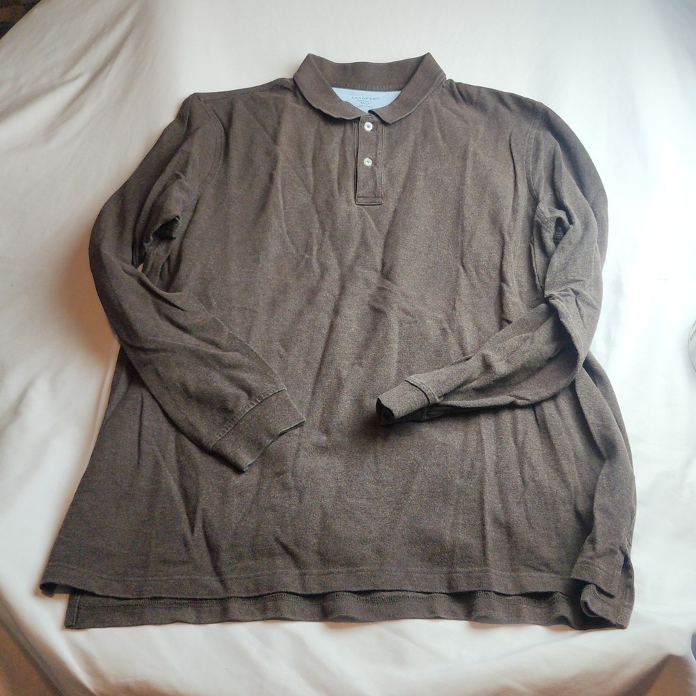 Lands End Polo Shirt Traditional Fit Long Sleeve Men's Size XXL